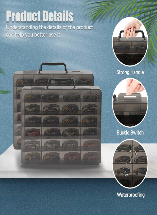 Brappo Toy Organizer Case Compatible with Hot Wheels Cars, Matchbox Cars, Mini Toys, Small Dolls etc, Hard Portable Toy Storage Display Box with 24 compartments, 2 Pack.(Case only) (2 Black) - Image 4
